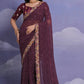 Jyoti Fashion Women's Wine Coding Sequence Georgette Saree with Blouse | Swadesiicart