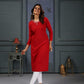 Jyoti Fashion Women's Red Cotton Handwork Designer Kurta Only - Swadesiicart