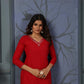 Jyoti Fashion Women's Red Cotton Handwork Designer Kurta Only - Swadesiicart