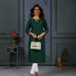 Jyoti Fashion Women's Green Cotton Handwork Designer Kurta Only - Swadesiicart