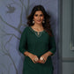 Jyoti Fashion Women's Green Cotton Handwork Designer Kurta Only - Swadesiicart