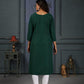 Jyoti Fashion Women's Green Cotton Handwork Designer Kurta Only - Swadesiicart