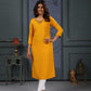 Jyoti Fashion Women's Yellow Cotton Handwork Designer Kurta Only - Swadesiicart