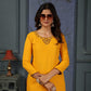 Jyoti Fashion Women's Yellow Cotton Handwork Designer Kurta Only - Swadesiicart