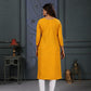 Jyoti Fashion Women's Yellow Cotton Handwork Designer Kurta Only - Swadesiicart