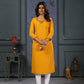 Jyoti Fashion Women's Yellow Cotton Handwork Designer Kurta Only - Swadesiicart