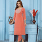 Jyoti Fashion Women's Orange Rinkal Cotton Embroidered Designer Kurta with Bottom | Swadesiicart