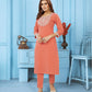 Jyoti Fashion Women's Orange Rinkal Cotton Embroidered Designer Kurta with Bottom | Swadesiicart