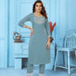 Jyoti Fashion Women's Grey Rinkal Cotton Embroidered Designer Kurta with Bottom | Swadesiicart