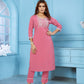 Jyoti Fashion Women's Pink Rinkal Cotton Embroidered Designer Kurta with Bottom | Swadesiicart