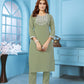 Jyoti Fashion Women's Green Rinkal Cotton Embroidered Designer Kurta with Bottom | Swadesiicart