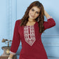Jyoti Fashion Women's Maroon Rinkal Cotton Embroidered Designer Kurta with Bottom | Swadesiicart
