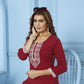 Jyoti Fashion Women's Maroon Rinkal Cotton Embroidered Designer Kurta with Bottom | Swadesiicart