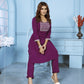 Jyoti Fashion Women's Wine Rinkal Cotton Embroidered Designer Kurta with Bottom | Swadesiicart
