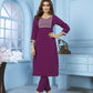 Jyoti Fashion Women's Wine Rinkal Cotton Embroidered Designer Kurta with Bottom | Swadesiicart