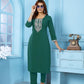 Jyoti Fashion Women's Bottle Green Rinkal Cotton Embroidered Designer Kurta with Bottom | Swadesiicart