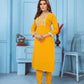 Jyoti Fashion Women's Yellow Rinkal Cotton Embroidered Designer Kurta with Bottom | Swadesiicart