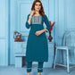 Jyoti Fashion Women's Teal Rinkal Cotton Embroidered Designer Kurta with Bottom | Swadesiicart