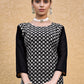 Jyoti Fashion Women's Black Faux Georgette Chikan Embroidery Designer Kurta with Bottom | Swadesiicart