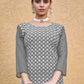 Jyoti Fashion Women's Grey Faux Georgette Chikan Embroidery Designer Kurta with Bottom | Swadesiicart