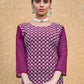 Jyoti Fashion Women's Wine Faux Georgette Chikan Embroidery Designer Kurta with Bottom | Swadesiicart