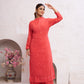 Jyoti Fashion Women's Orange Faux Georgette Embroidered Designer Kurta with Bottom | Swadesiicart