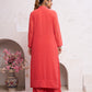 Jyoti Fashion Women's Orange Faux Georgette Embroidered Designer Kurta with Bottom | Swadesiicart