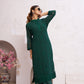 Jyoti Fashion Women's Bottle Green Faux Georgette Embroidered Designer Kurta with Bottom | Swadesiicart