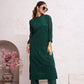 Jyoti Fashion Women's Bottle Green Faux Georgette Embroidered Designer Kurta with Bottom | Swadesiicart