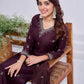Jyoti Fashion Women's Coffee Rayon Embroidered Designer Kurta Set with Dupatta - Swadesiicart