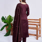 Jyoti Fashion Women's Coffee Rayon Embroidered Designer Kurta Set with Dupatta - Swadesiicart
