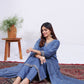 Jyoti Fashion Women's Denim Blue Rayon Embroidered Designer Kurta Set with Dupatta - Swadesiicart