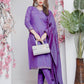 Jyoti Fashion Women's Lavender Rayon Embroidered Designer Kurta Set with Dupatta - Swadesiicart
