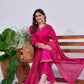 Jyoti Fashion Women's Rani Pink Rayon Embroidered Designer Kurta Set with Dupatta - Swadesiicart