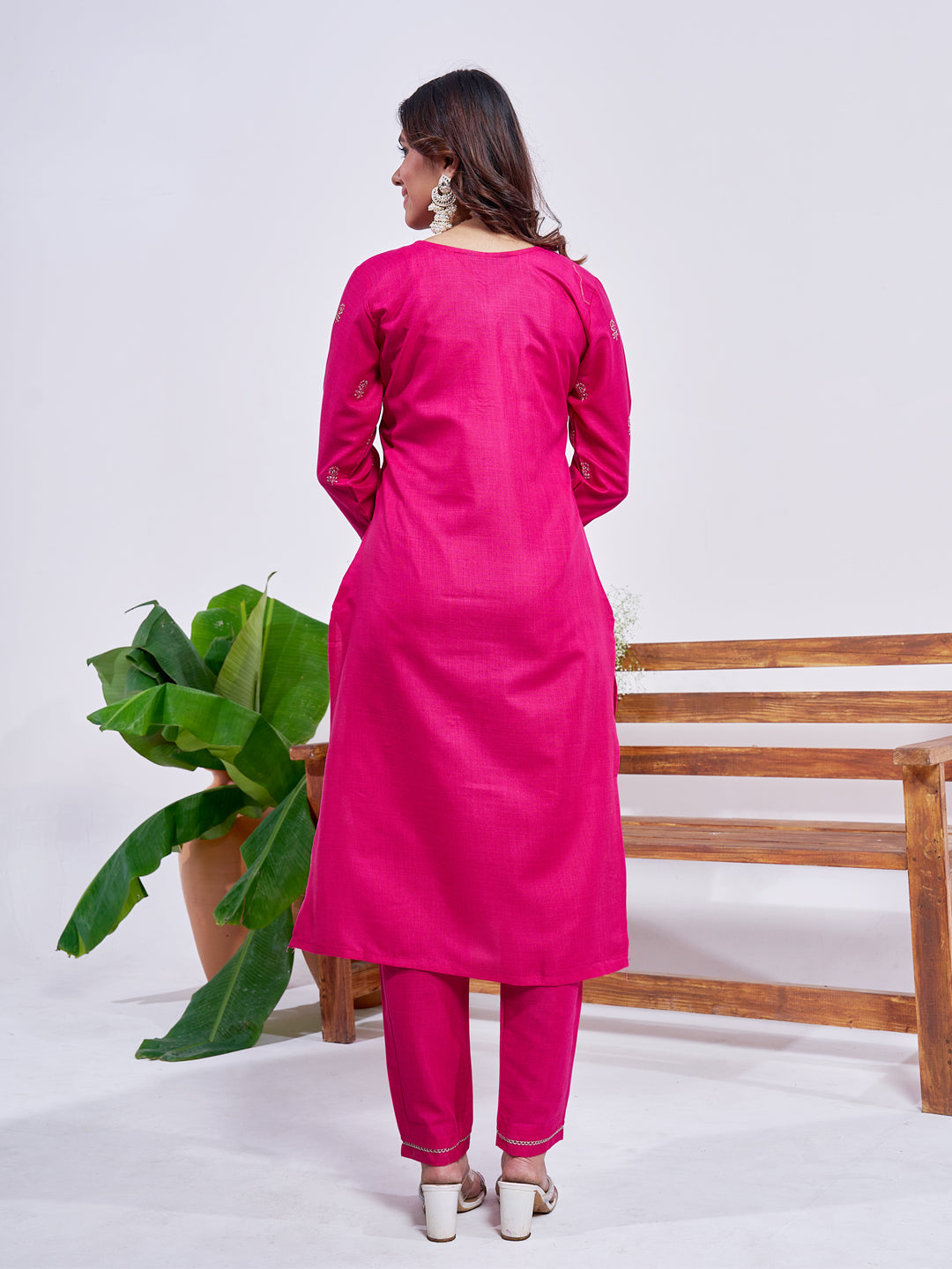Jyoti Fashion Women's Rani Pink Rayon Embroidered Designer Kurta Set with Dupatta - Swadesiicart