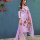 Jyoti Fashion Women's Lavender Cotton Blend Printed Designer Kurta Set with Dupatta - Swadesiicart