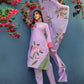 Jyoti Fashion Women's Lavender Cotton Blend Printed Designer Kurta Set with Dupatta - Swadesiicart