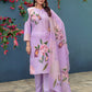 Jyoti Fashion Women's Lavender Cotton Blend Printed Designer Kurta Set with Dupatta - Swadesiicart