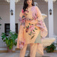 Jyoti Fashion Women's Orange Cotton Blend Printed Designer Kurta Set with Dupatta - Swadesiicart