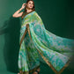 Jyoti Fashion Women's Sea Green Sequence Embroidery Chiffon Saree with Blouse | Swadesiicart