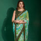 Jyoti Fashion Women's Sea Green Sequence Embroidery Chiffon Saree with Blouse | Swadesiicart
