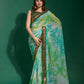 Jyoti Fashion Women's Sea Green Sequence Embroidery Chiffon Saree with Blouse | Swadesiicart