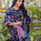 Jyoti Fashion Women's Navy Blue Cotton Blend Printed Designer Kurta Set with Dupatta - Swadesiicart