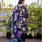 Jyoti Fashion Women's Navy Blue Cotton Blend Printed Designer Kurta Set with Dupatta - Swadesiicart