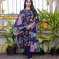 Jyoti Fashion Women's Navy Blue Cotton Blend Printed Designer Kurta Set with Dupatta - Swadesiicart