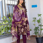 Jyoti Fashion Women's Purple Cotton Blend Printed Designer Kurta Set with Dupatta - Swadesiicart