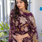 Jyoti Fashion Women's Purple Cotton Blend Printed Designer Kurta Set with Dupatta - Swadesiicart
