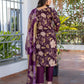 Jyoti Fashion Women's Purple Cotton Blend Printed Designer Kurta Set with Dupatta - Swadesiicart