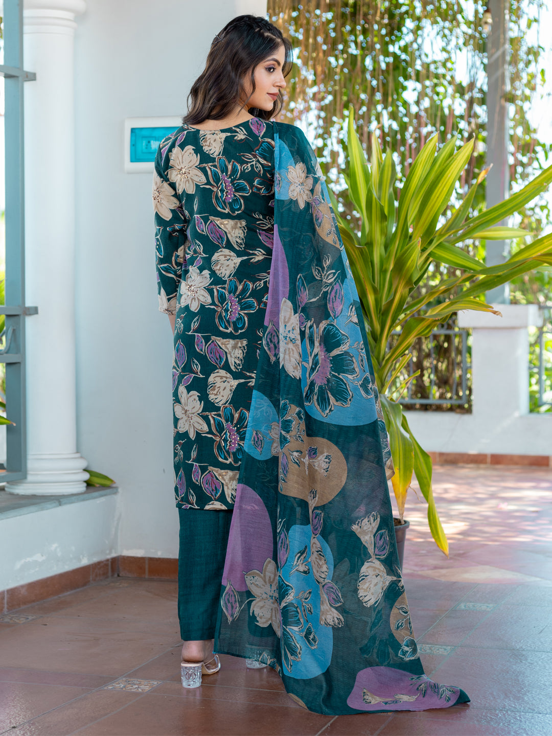 Jyoti Fashion Women's Rama Cotton Blend Printed Designer Kurta Set with Dupatta - Swadesiicart