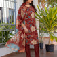 Jyoti Fashion Women's Rust Cotton Blend Printed Designer Kurta Set with Dupatta - Swadesiicart